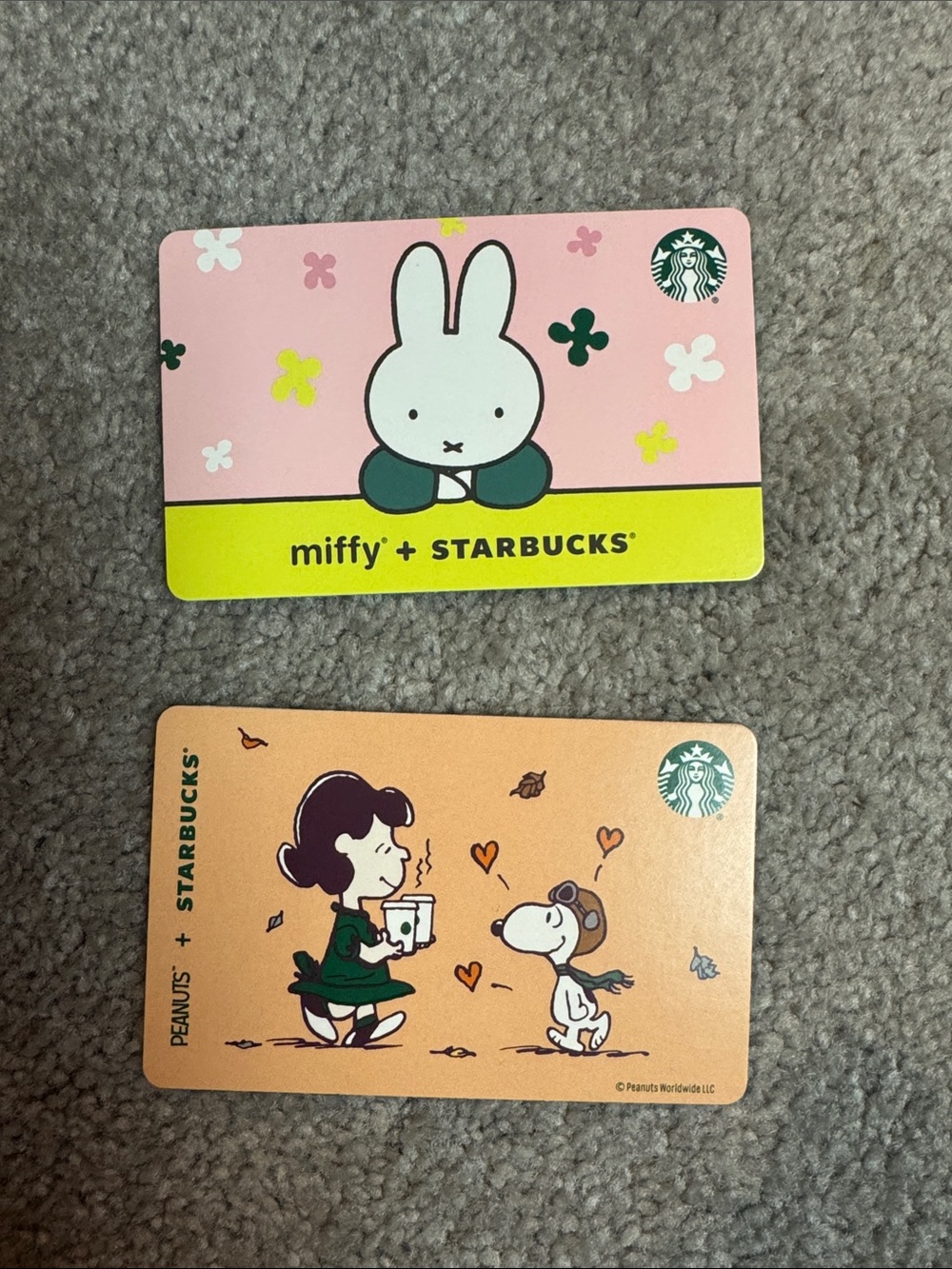Starbucks x Peanuts and miffy gift card (2 count)
